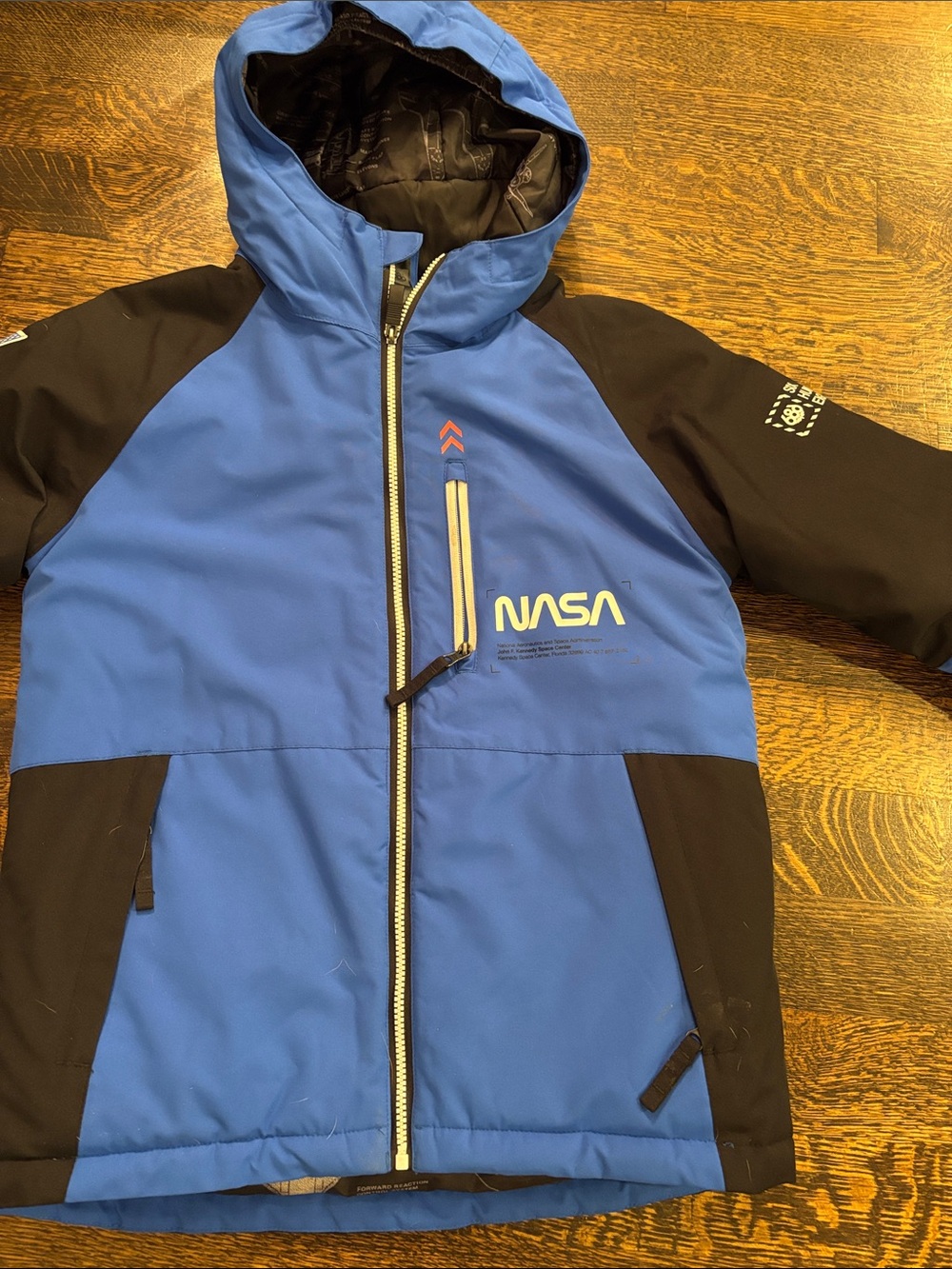 686 NASA Blue and Black Kids Hooded Puffer Jacket
